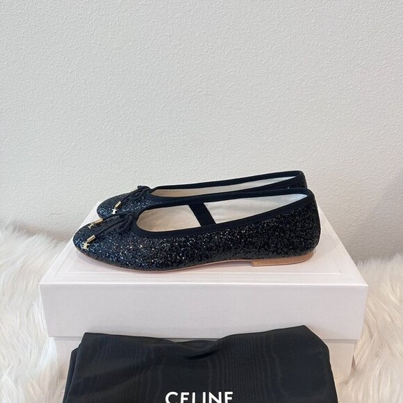 CELINE Triomphe Logo Les Ballerines Ballerina Laces Babies Alma Flats 38.5/ 39.5 - Picture 4 of 9